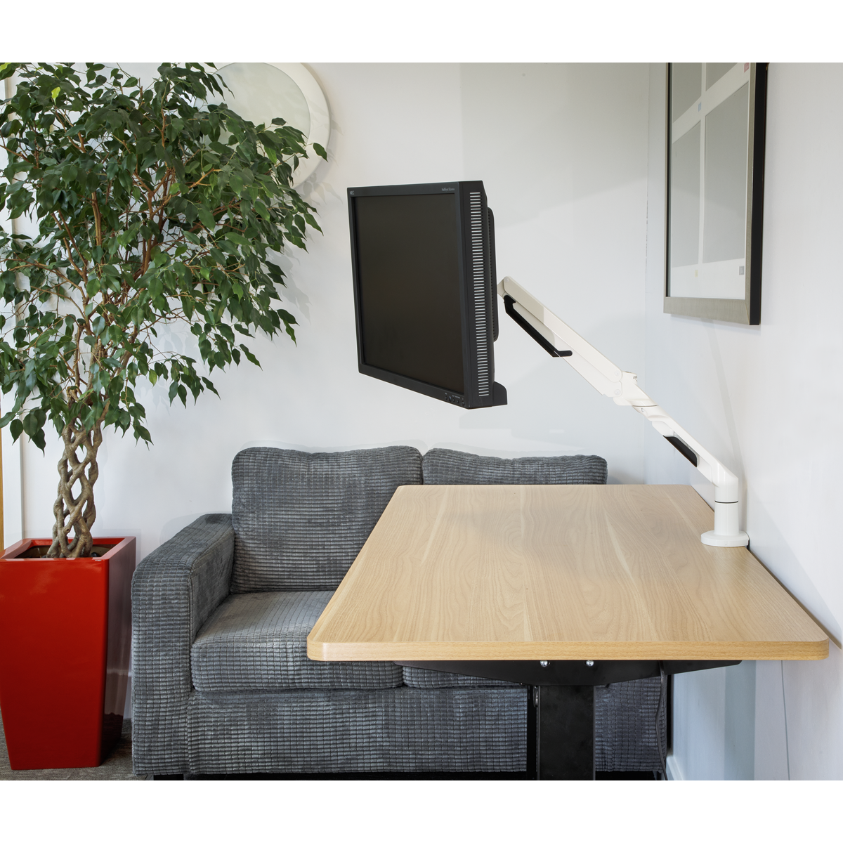 Dellonda DH26 Adjustable Single Monitor Arm with 360° Rotation - White - additional view 8