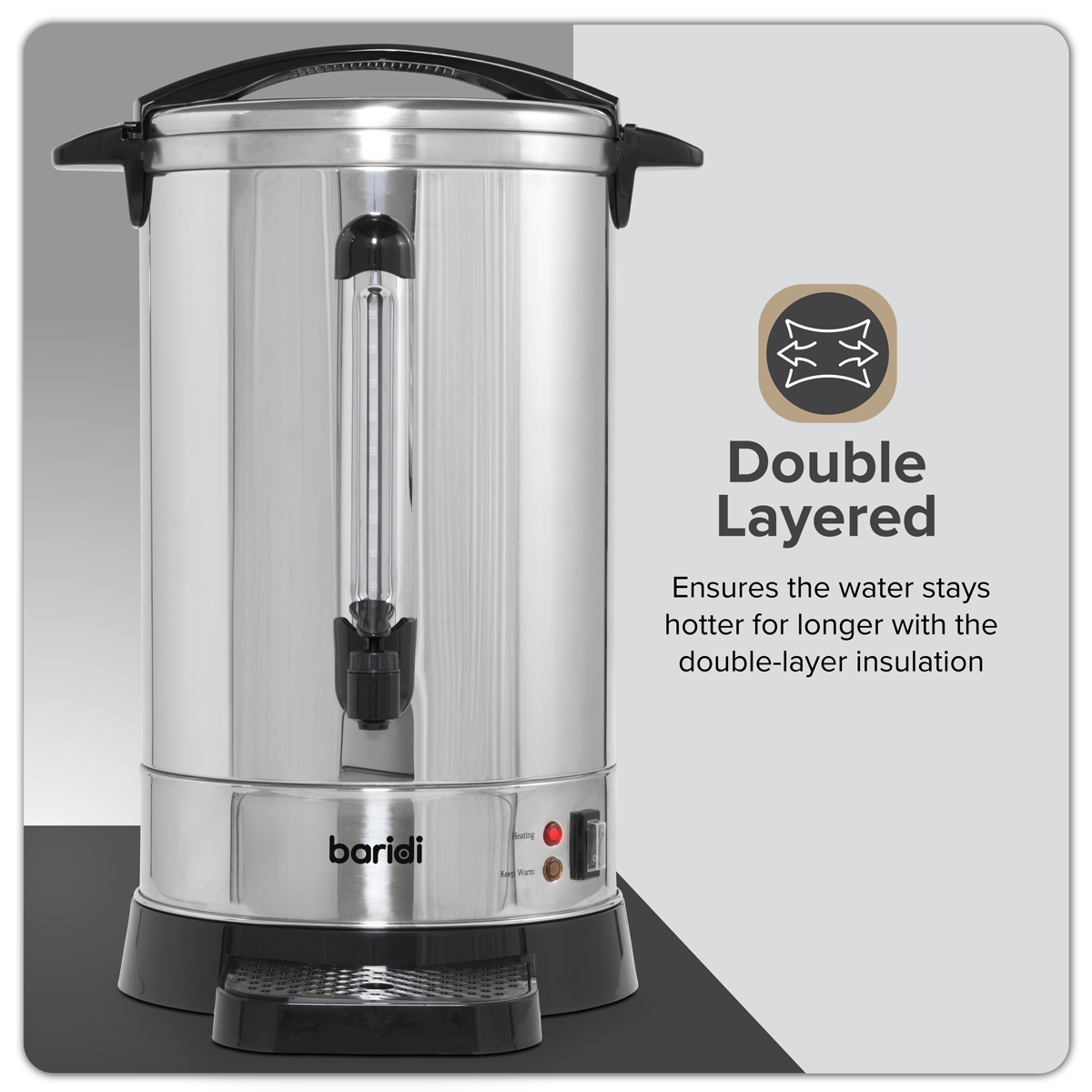 Baridi DH270 Hot Water Boiler, Tea Urn, 20L Capacity, Stainless Steel - additional view 14
