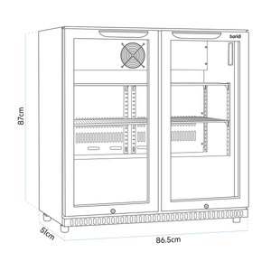 Baridi DH272 Back Bar Drinks Fridge/Cooler with Double Hinged Door & Security Lock 190L - Black - additional view 15