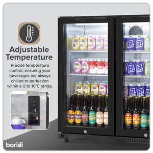 Baridi DH272 Back Bar Drinks Fridge/Cooler with Double Hinged Door & Security Lock 190L - Black - additional view 10