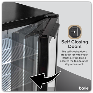 Baridi DH272 Back Bar Drinks Fridge/Cooler with Double Hinged Door & Security Lock 190L - Black - additional view 12