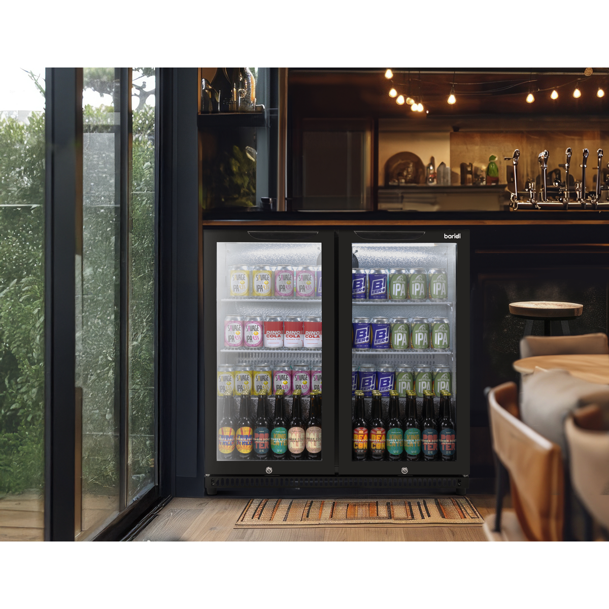 Baridi DH272 Back Bar Drinks Fridge/Cooler with Double Hinged Door & Security Lock 190L - Black - additional view 6
