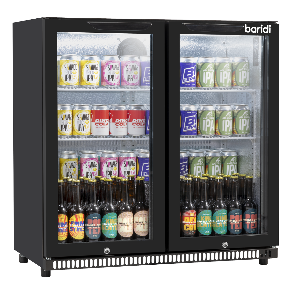 Baridi DH272 Back Bar Drinks Fridge/Cooler with Double Hinged Door & Security Lock 190L - Black