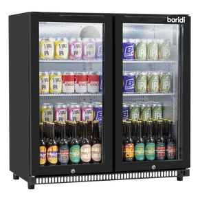 Baridi DH272 Back Bar Drinks Fridge/Cooler with Double Hinged Door & Security Lock 190L - Black