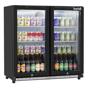 Baridi DH272 Back Bar Drinks Fridge/Cooler with Double Hinged Door & Security Lock 190L - Black