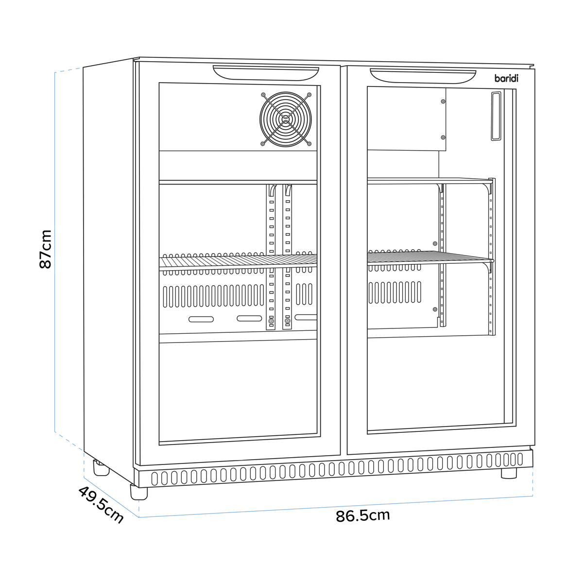 Baridi DH273 Back Bar Drinks Fridge/Cooler with Double Sliding Door & Security Lock 190L - Black - additional view 17