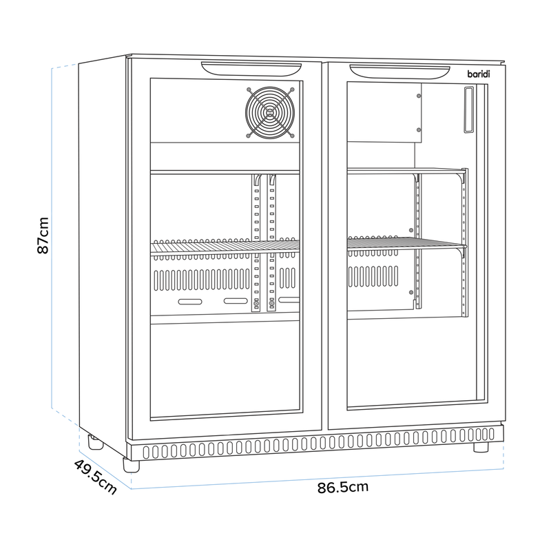 Baridi DH273 Back Bar Drinks Fridge/Cooler with Double Sliding Door & Security Lock 190L - Black - additional view 17