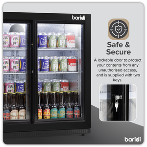 Baridi DH273 Back Bar Drinks Fridge/Cooler with Double Sliding Door & Security Lock 190L - Black - additional view 12