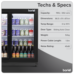 Baridi DH273 Back Bar Drinks Fridge/Cooler with Double Sliding Door & Security Lock 190L - Black - additional view 15