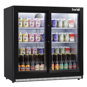 Baridi DH273 Back Bar Drinks Fridge/Cooler with Double Sliding Door & Security Lock 190L - Black