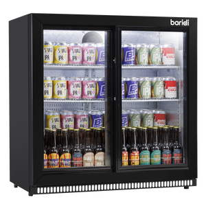 Baridi DH273 Back Bar Drinks Fridge/Cooler with Double Sliding Door & Security Lock 190L - Black