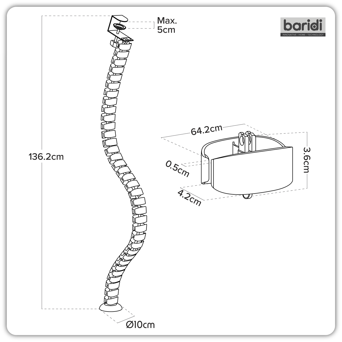 Dellonda DH274 Flexible Cable Management System, Clamp-On 1.3m - additional view 12