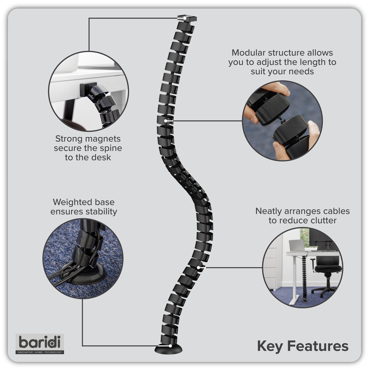 Dellonda DH275 Flexible Cable Management System, Magnetic 1.3m - additional view 9