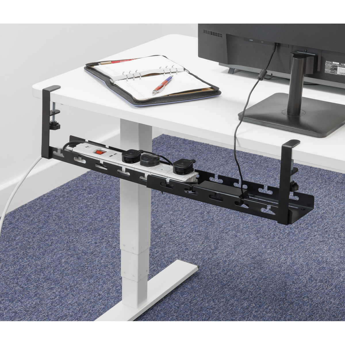 Dellonda DH276 Extendable Cable Management Tray 435/730 x 130 x 190 - Black - additional view 9