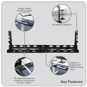 Dellonda DH276 Extendable Cable Management Tray 435/730 x 130 x 190 - Black - additional view 7