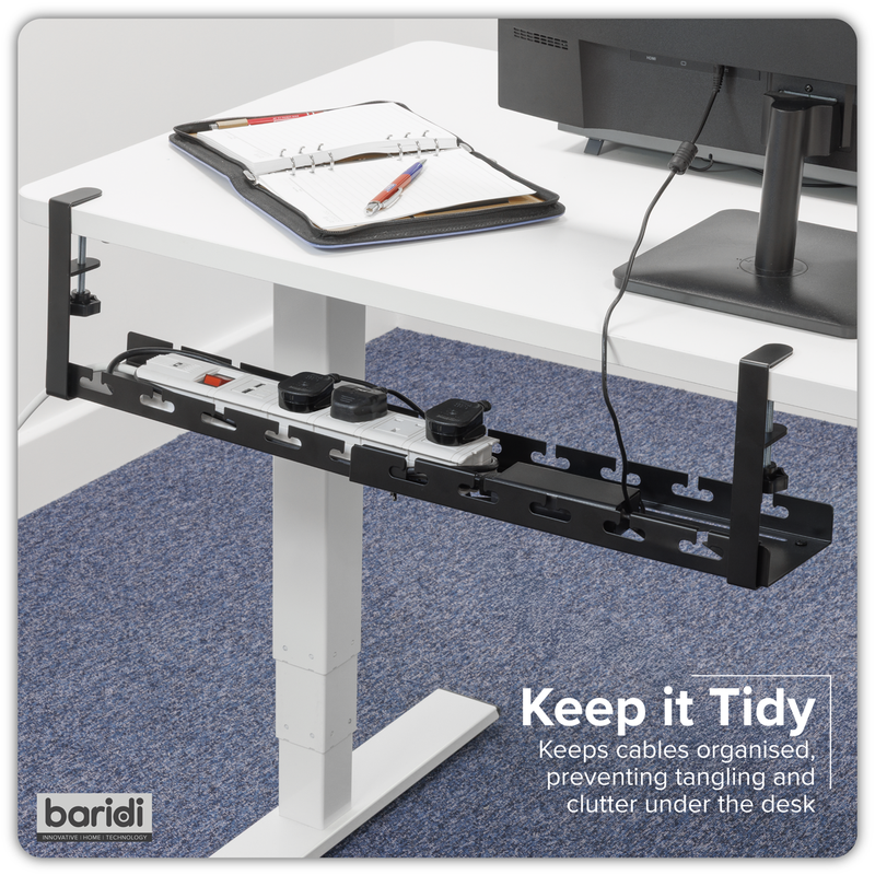 Dellonda DH276 Extendable Cable Management Tray 435/730 x 130 x 190 - Black - additional view 2