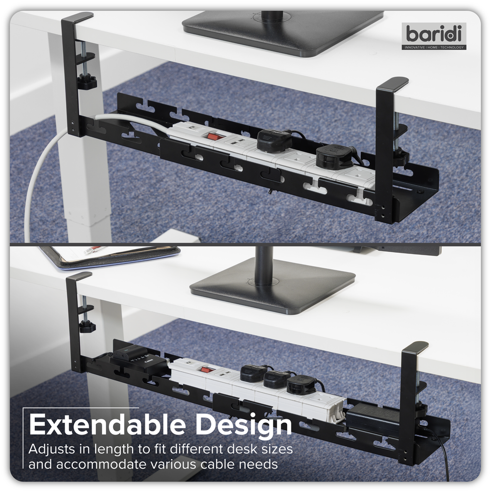 Dellonda DH276 Extendable Cable Management Tray 435/730 x 130 x 190 - Black - additional view 5