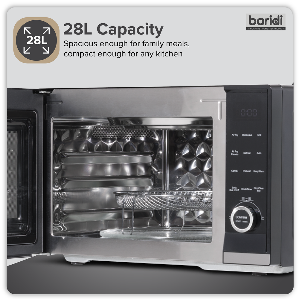 Baridi DH277 7-in-1 Air Fryer Microwave & Grill, 28L Capacity - Black - additional view 15