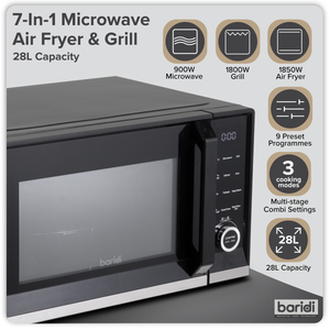 Baridi DH277 7-in-1 Air Fryer Microwave & Grill, 28L Capacity - Black - additional view 16
