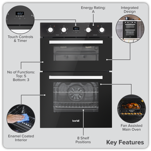 Baridi DH278 72cm Built-Under Double Oven, 74L Capacity, Energy Rating A - Black - additional view 17