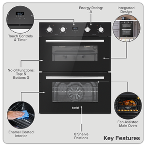 Baridi DH278 72cm Built-Under Double Oven, 74L Capacity, Energy Rating A - Black - additional view 14