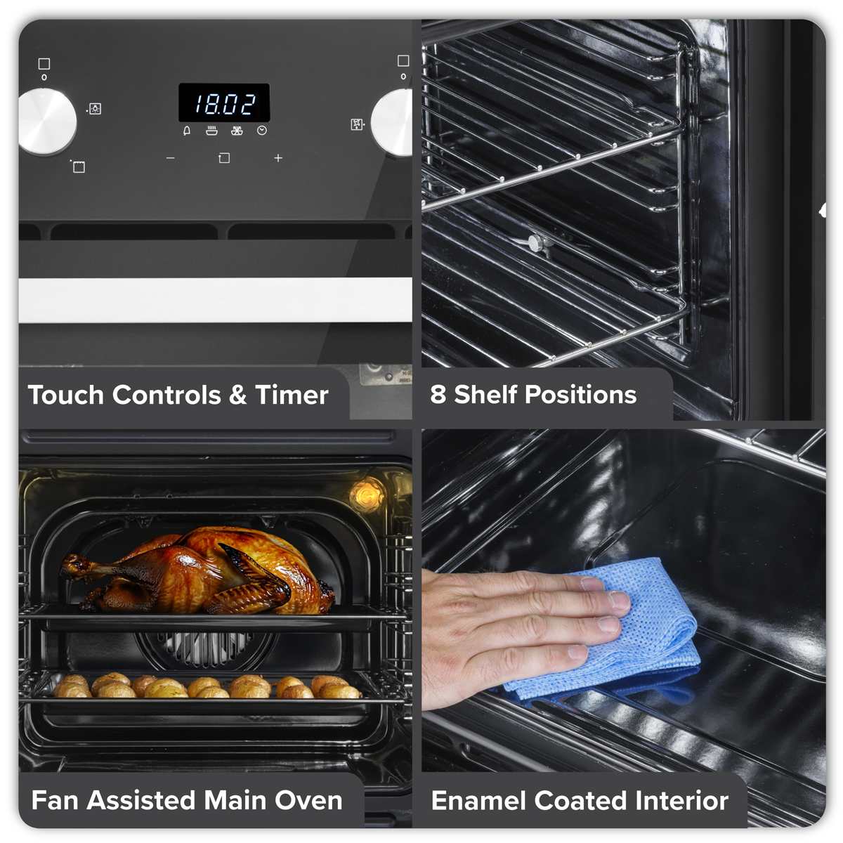 Baridi DH278 72cm Built-Under Double Oven, 74L Capacity, Energy Rating A - Black - additional view 9
