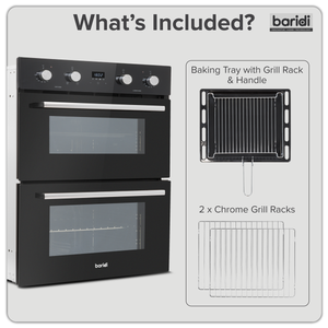 Baridi DH278 72cm Built-Under Double Oven, 74L Capacity, Energy Rating A - Black - additional view 2