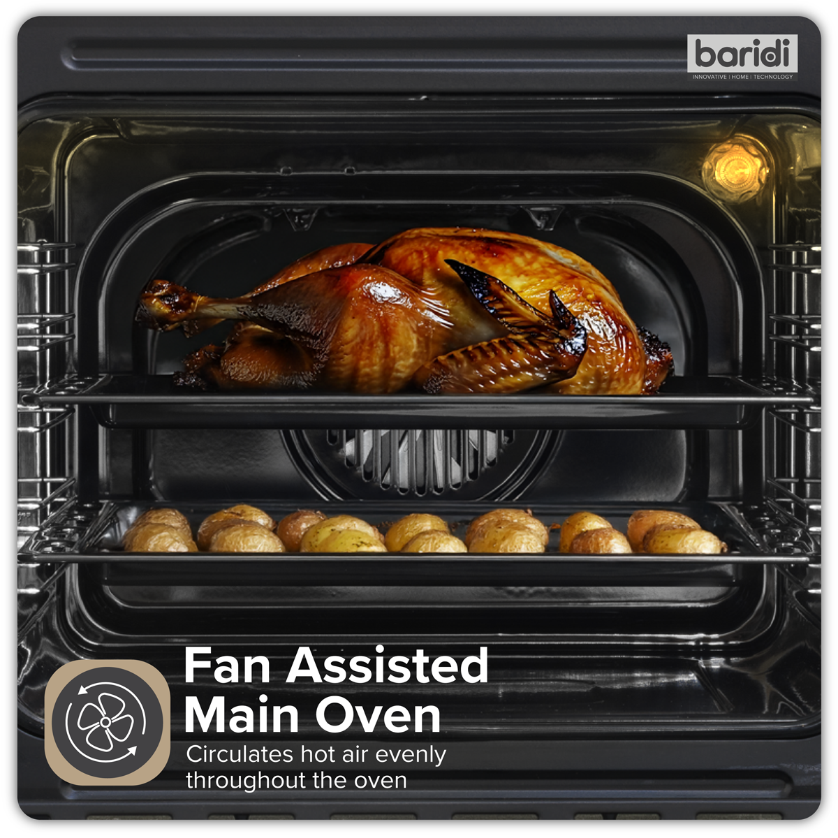 Baridi DH279 90cm Built-In Double Oven, 88L Capacity, Energy Rating A - Black - additional view 6