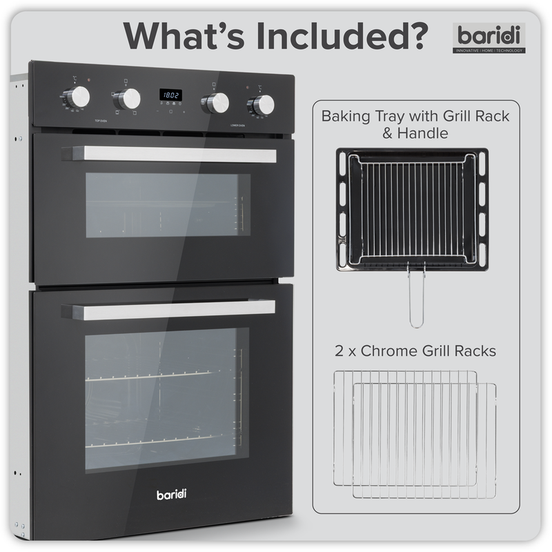 Baridi DH279 90cm Built-In Double Oven, 88L Capacity, Energy Rating A - Black - additional view 12