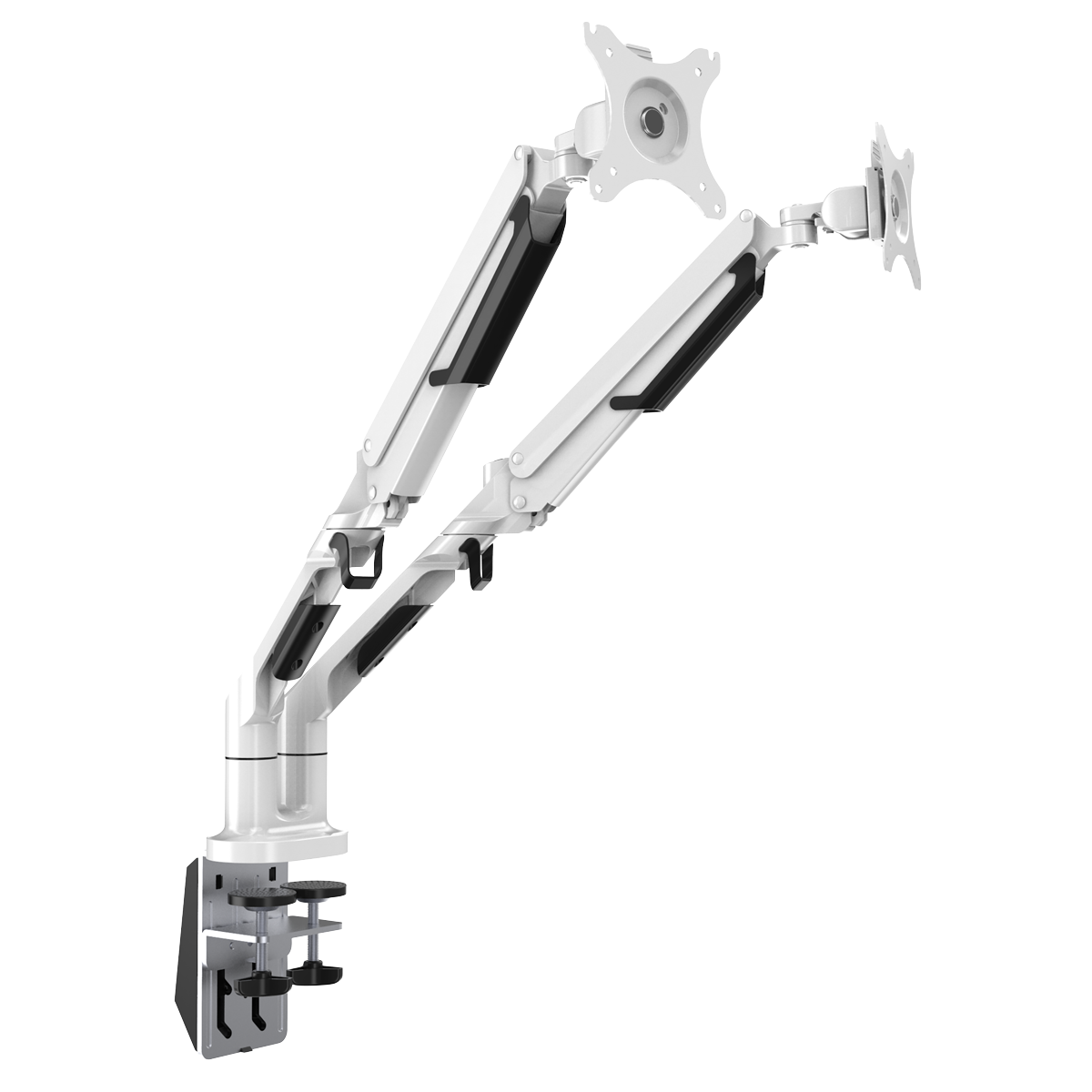 Dellonda DH27 Adjustable Double Monitor Arm with 360° Rotation - White