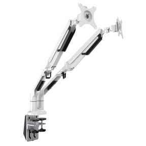 Dellonda DH27 Adjustable Double Monitor Arm with 360° Rotation - White