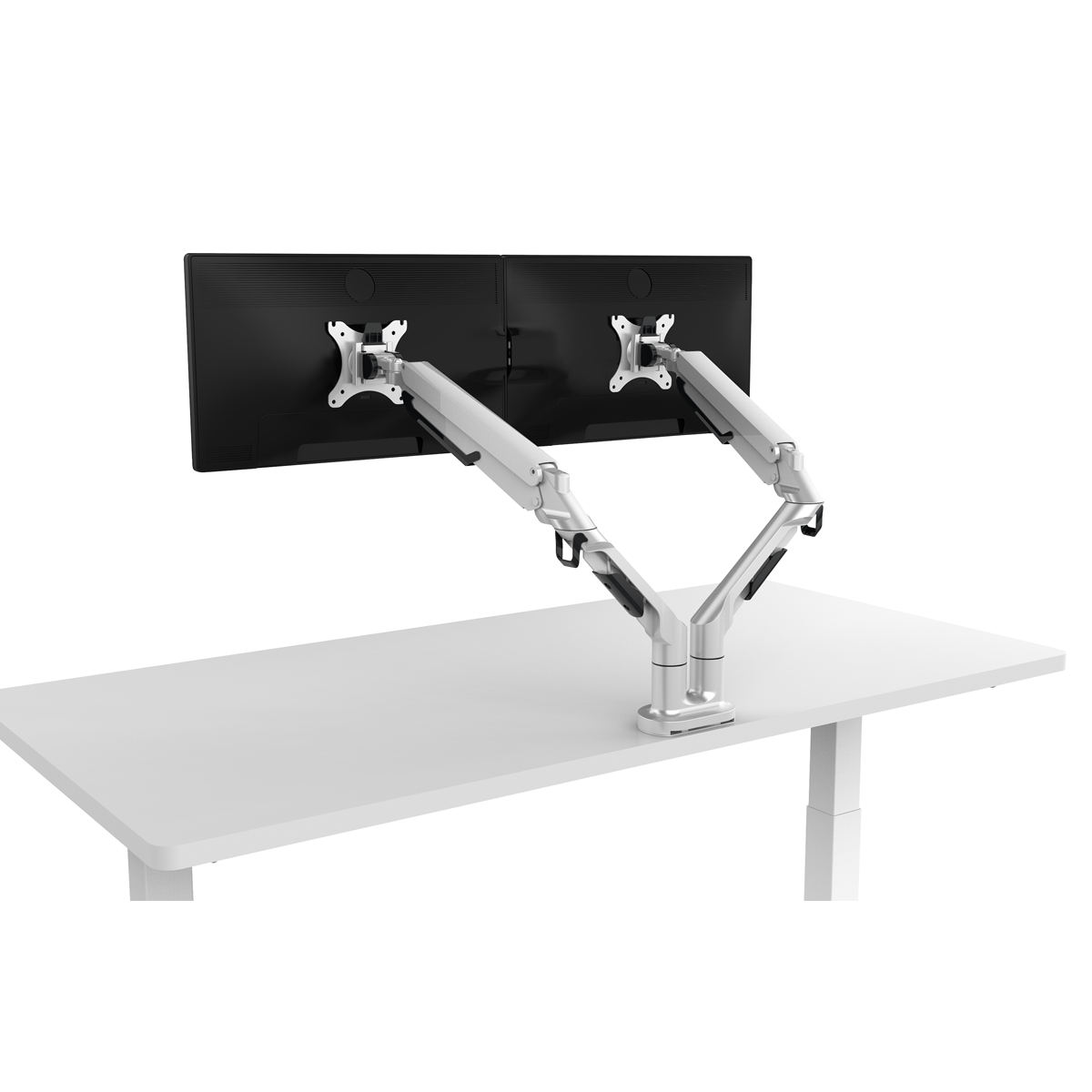 Dellonda DH27 Adjustable Double Monitor Arm with 360° Rotation - White - additional view 4