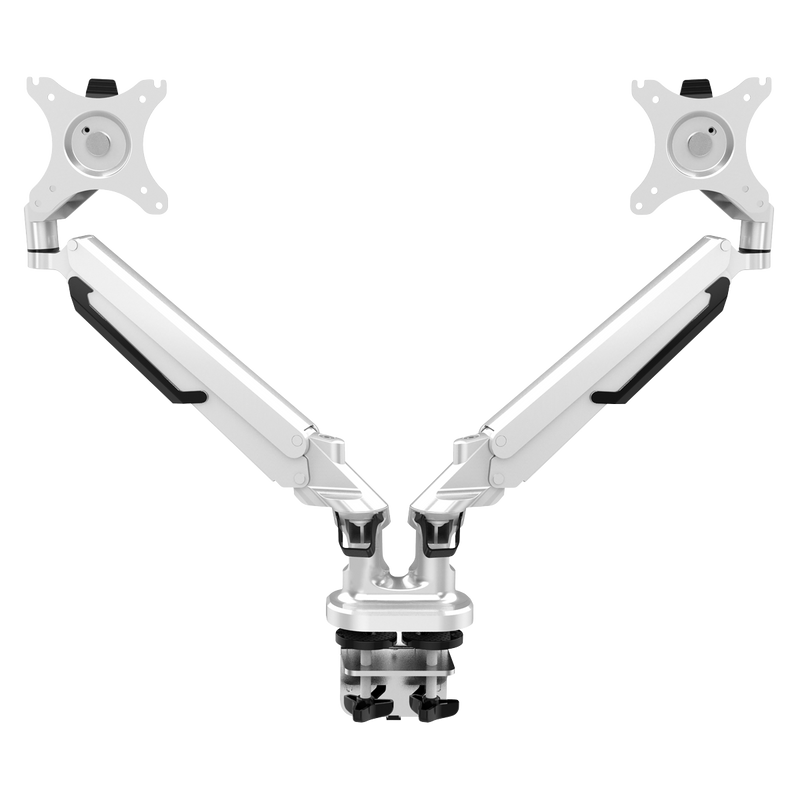 Dellonda DH27 Adjustable Double Monitor Arm with 360° Rotation - White - additional view 3