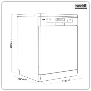 Baridi DH280 Regular Sized Freestanding Dishwasher 60cm Wide 13 Place Settings - Silver - additional view 8