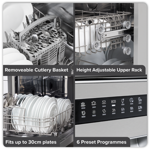 Baridi DH280 Regular Sized Freestanding Dishwasher 60cm Wide 13 Place Settings - Silver - additional view 7