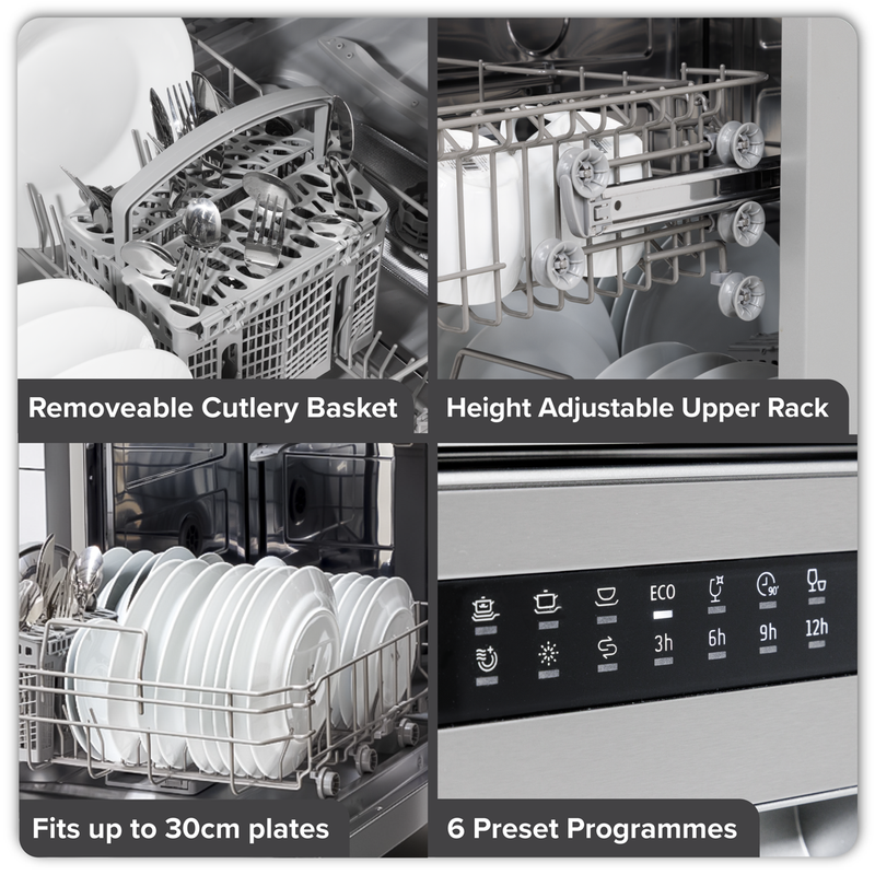 Baridi DH280 Regular Sized Freestanding Dishwasher 60cm Wide 13 Place Settings - Silver - additional view 7