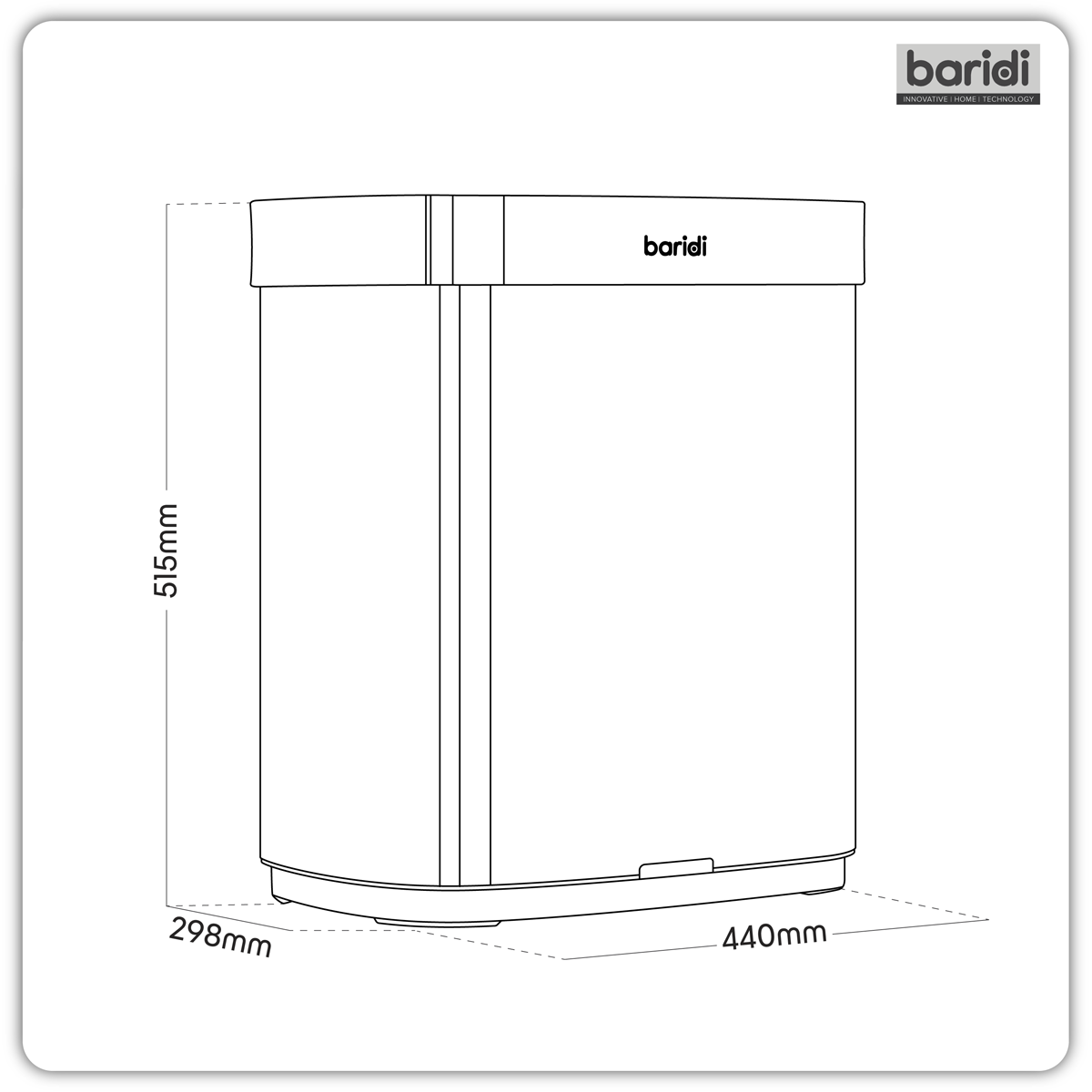 Baridi DH281 Sensor Bin 50L - Black/Stainless Steel - additional view 13