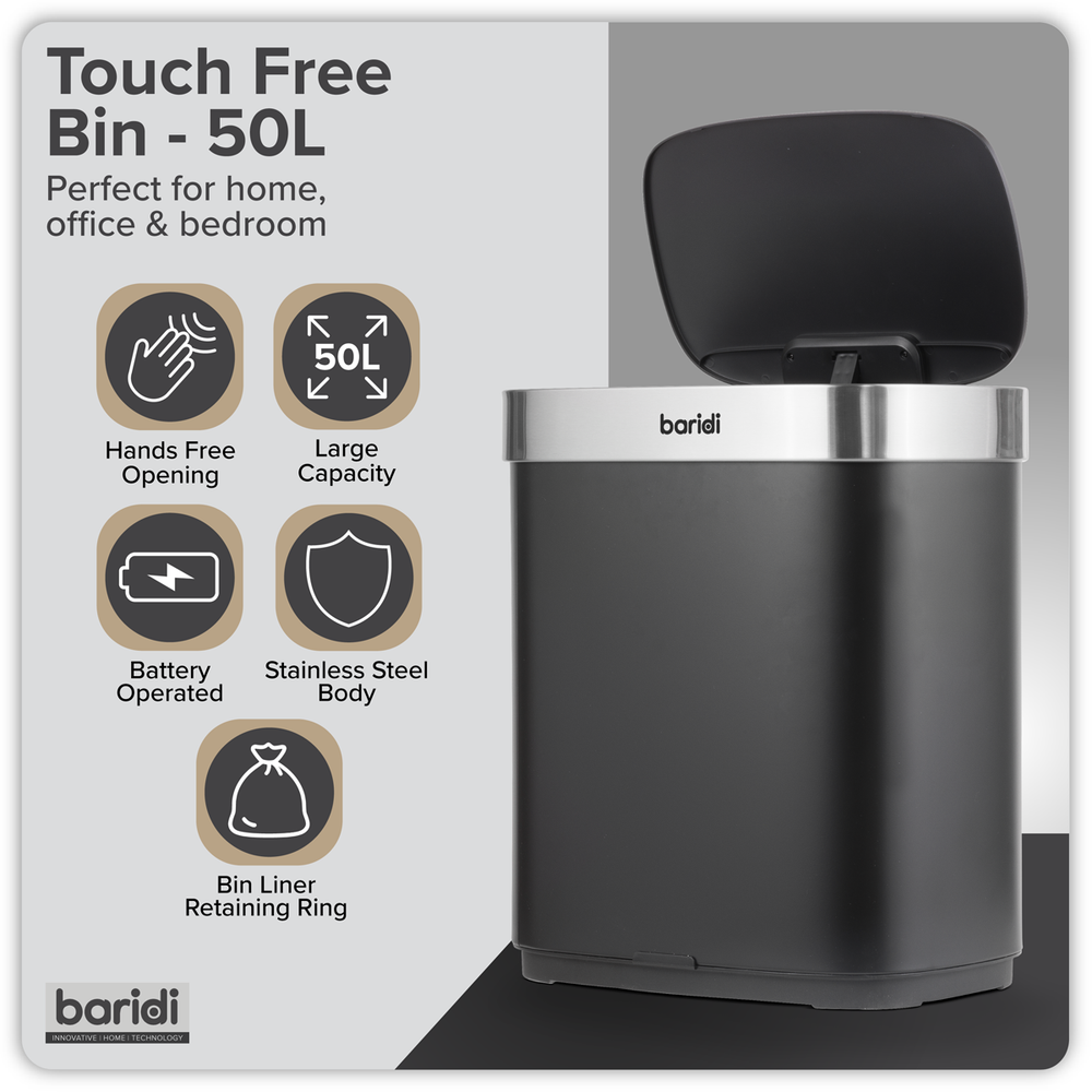 Baridi DH281 Sensor Bin 50L - Black/Stainless Steel - additional view 17
