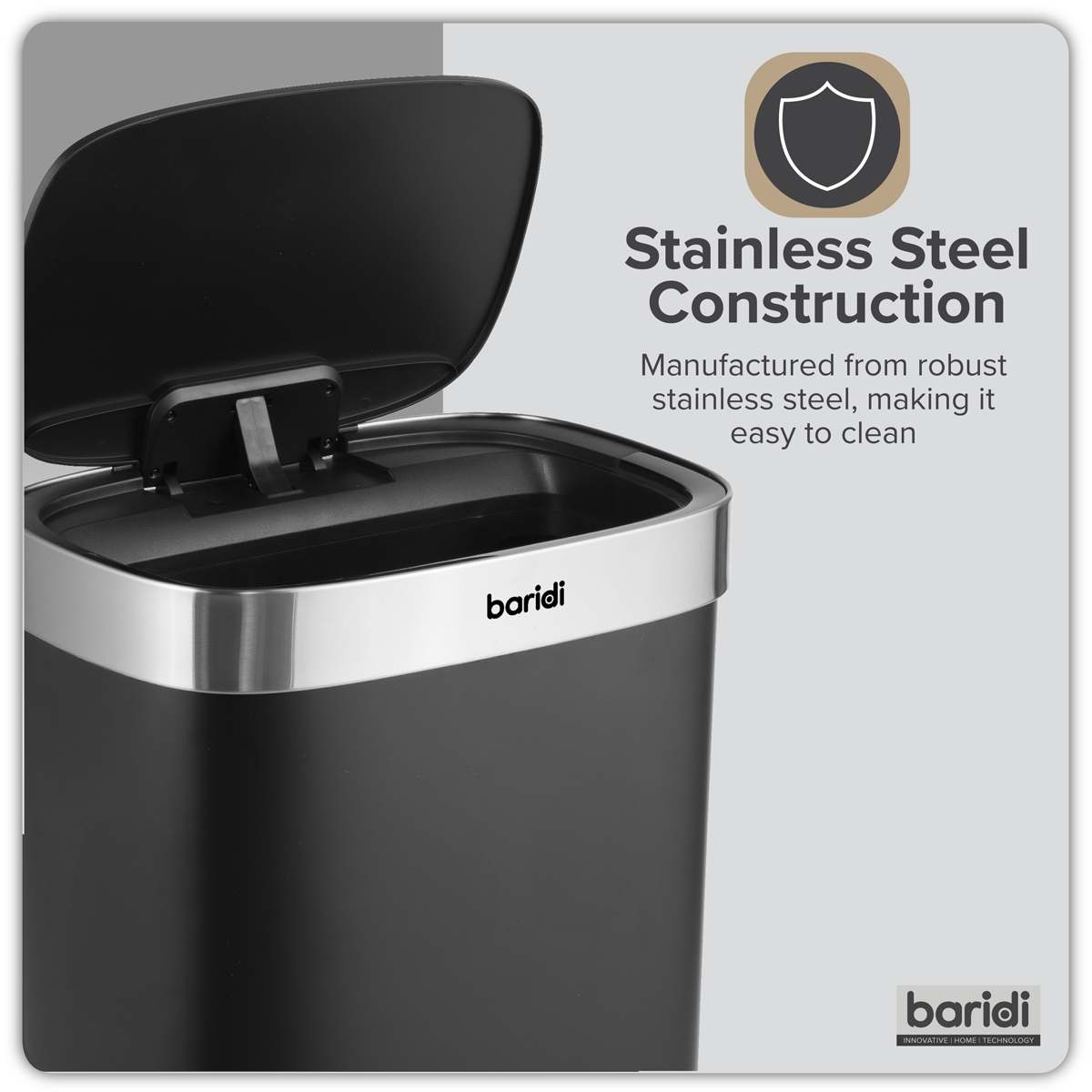 Baridi DH282 Sensor Bin 65L - Black/Stainless Steel - additional view 14