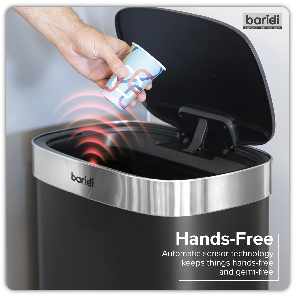 Baridi DH283 Sensor Bin 80L - Black/Stainless Steel - additional view 12