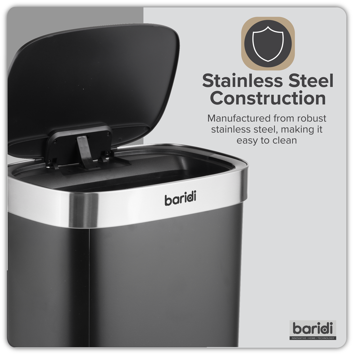 Baridi DH283 Sensor Bin 80L - Black/Stainless Steel - additional view 13