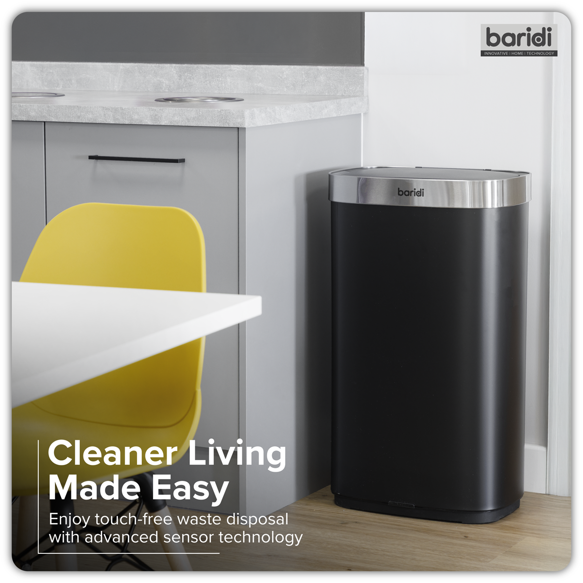 Baridi DH283 Sensor Bin 80L - Black/Stainless Steel - additional view 14