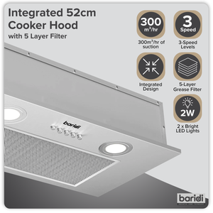 Baridi DH284 Cooker Hood with 5-Layer Filter 52cm - Stainless Steel - additional view 10