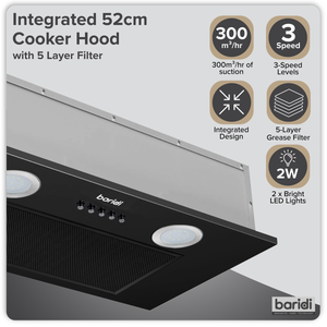 Baridi DH285 Cooker Hood with 5 Layer Filter 52cm - Black - additional view 13