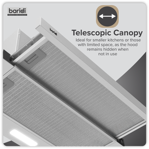 Baridi DH286 Telescopic Cooker Hood with Aluminium Filters 60cm - Stainless Steel - additional view 7