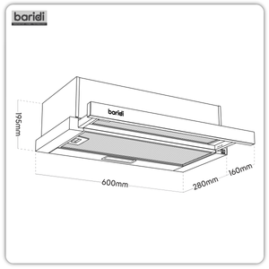 Baridi DH287 Telescopic Cooker Hood with Aluminium Filters 60cm - Black - additional view 14