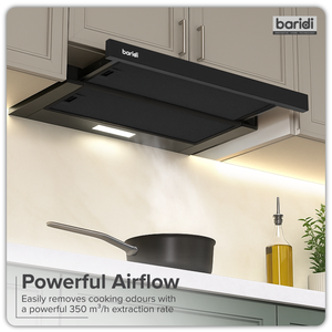 Baridi DH287 Telescopic Cooker Hood with Aluminium Filters 60cm - Black - additional view 11