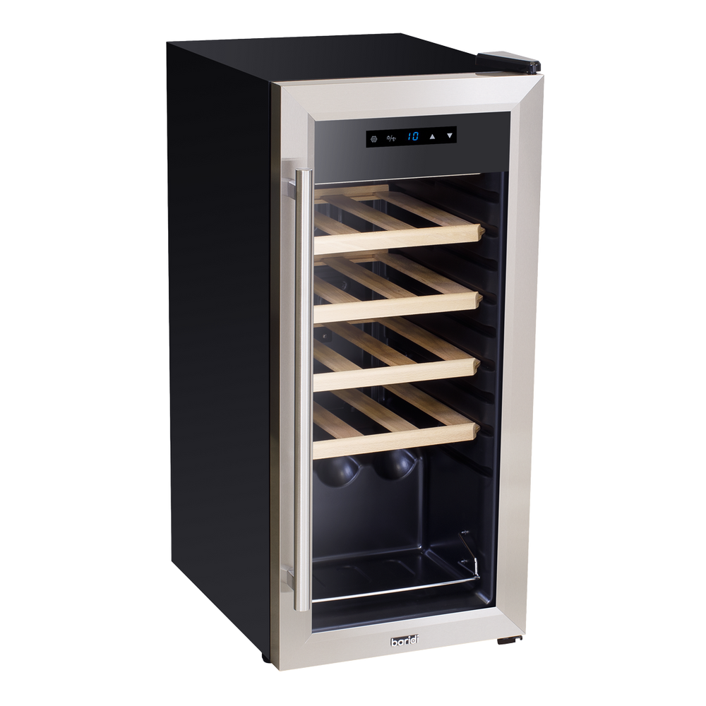 Baridi DH29 18 Bottle Wine Fridge with Digital Touch Screen Controls & LED Light - Stainless Steel