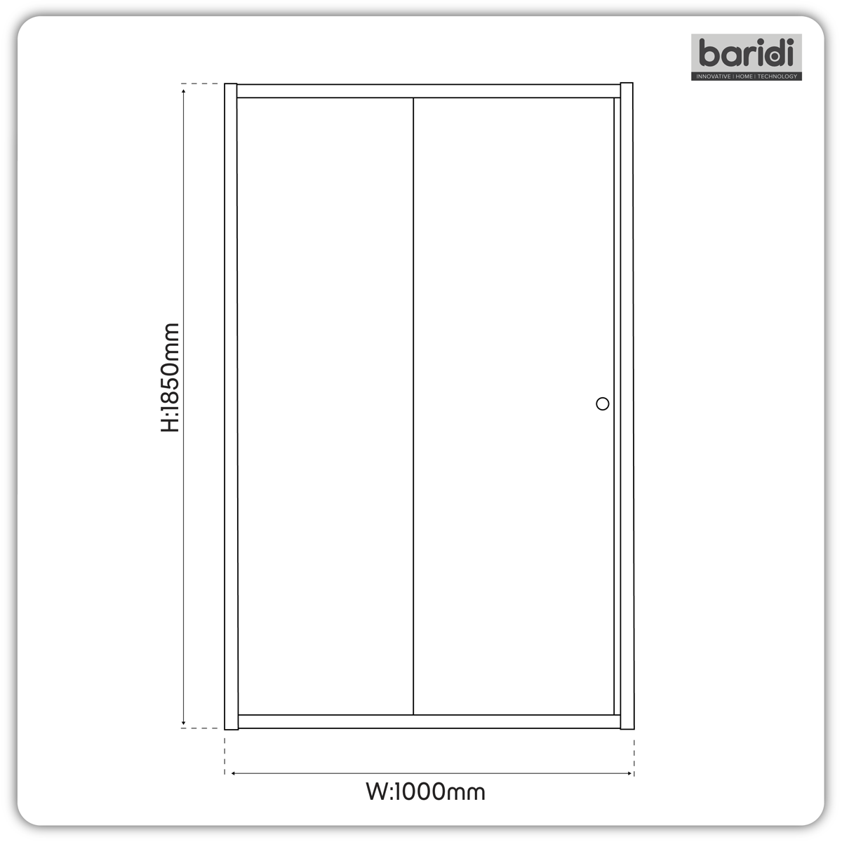 Baridi DH292 Sliding Shower Door 1000 x 1850mm, 6mm Tempered Glass, Reversible - Chrome - additional view 13