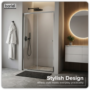 Baridi DH292 Sliding Shower Door 1000 x 1850mm, 6mm Tempered Glass, Reversible - Chrome - additional view 10